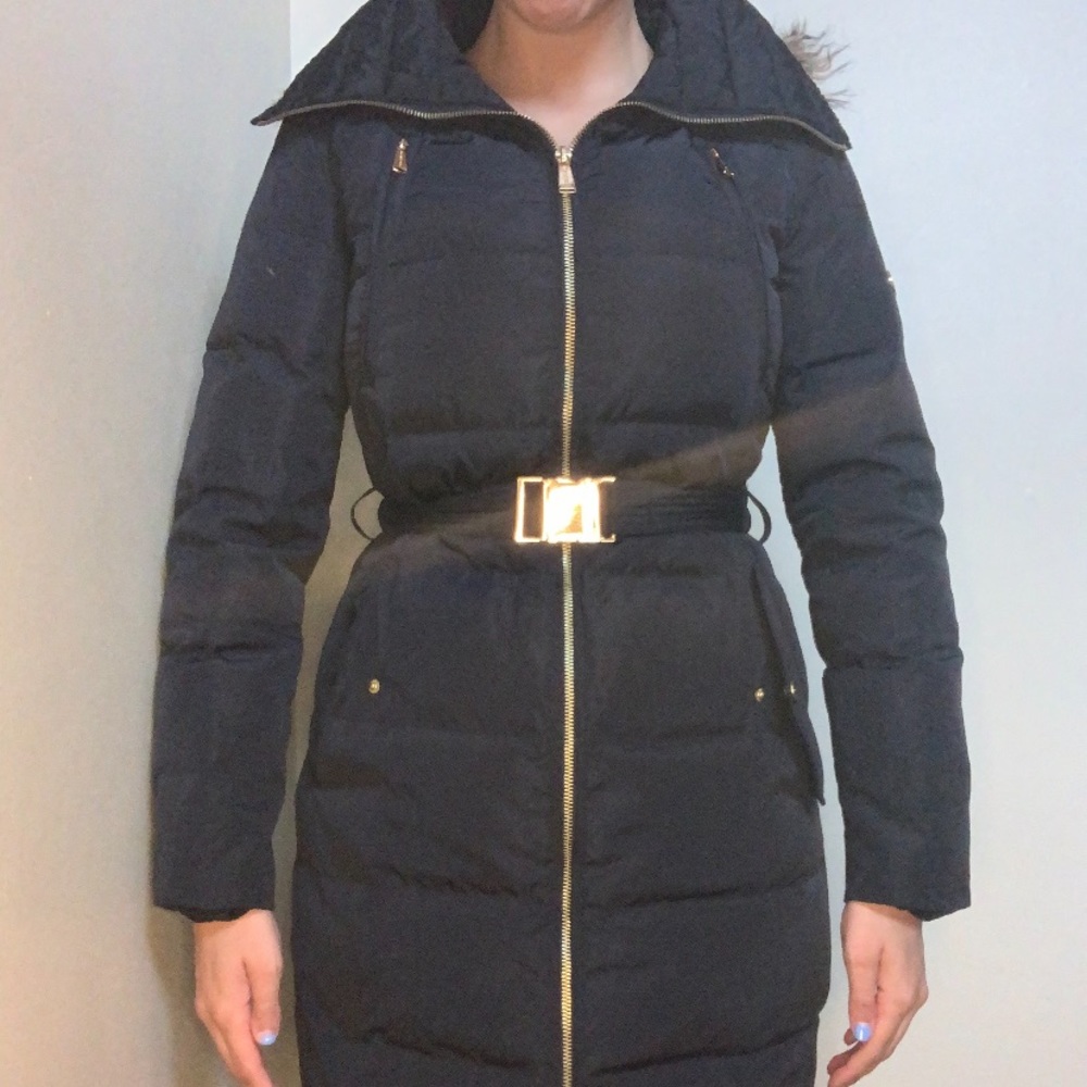 Black Knee Length Michael Kors Winter Coat